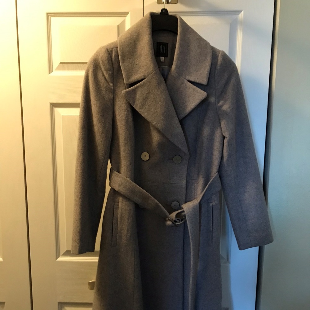 THE LIMITED Women's Long Gray Wool Trench
